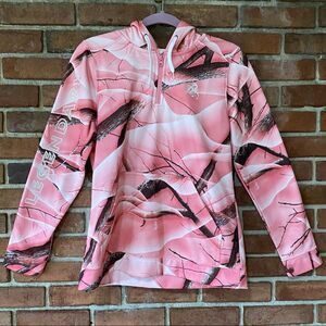 Legendary Oaktree Pink Camo Half Zip Pullover Hoodie Size Medium